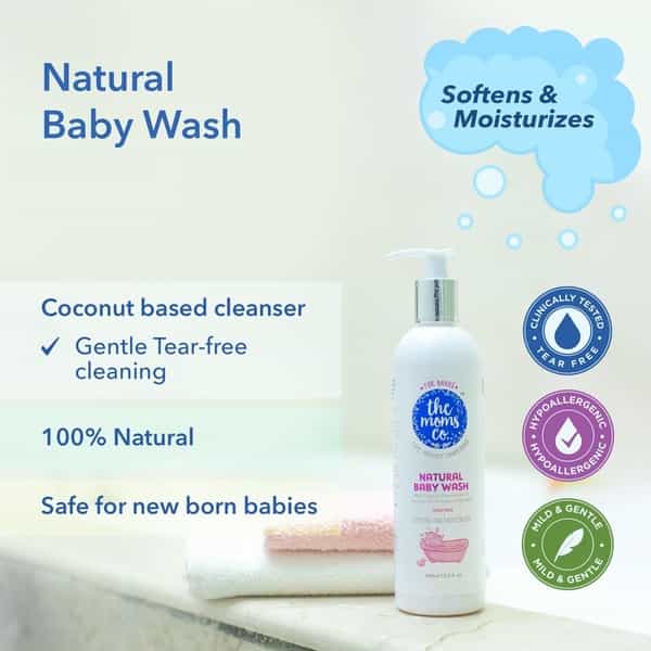 The Moms Co. Natural Tear-Free Cleaning Bundle Baby Bath Kit Of 400 Ml