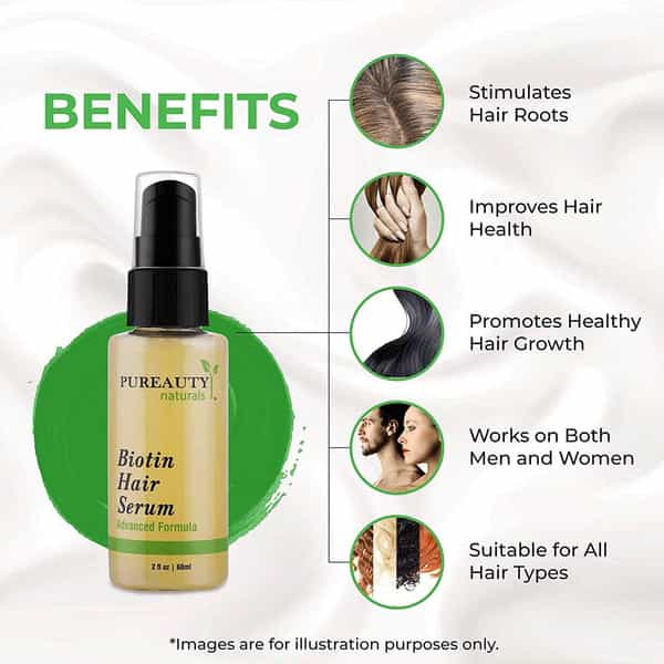 Biotin Hair Growth Serum By Pureauty Naturals - Hair Loss Support 60 Ml