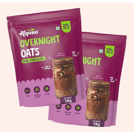 Alpino High Protein Overnight Super Oats Dark Chocolate Pouch 1 Kg