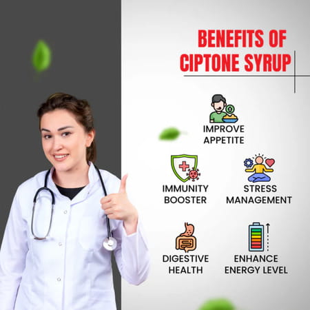 Cipzer Ciptone Syrup | Herbal Immunity Booster| Enhances Strength & Energy | 200 Ml