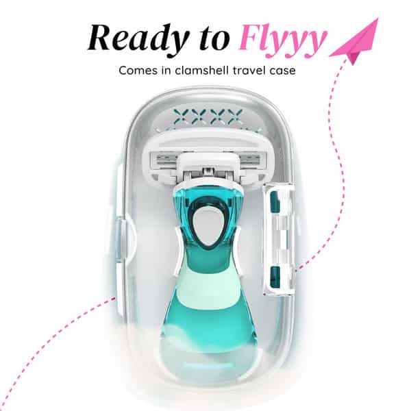 Letsshave Evior Flyyy Compact Razor For Women (1 Handle + 2 Blades) With Travel Case