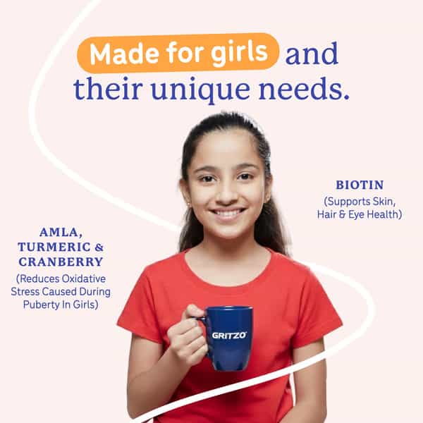 Gritzo Supermilk Growth (10-12Y Girls) | 11G Protein (Double Chocolate | 400G) | Zero Refined Sugar