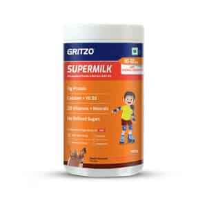 Gritzo Supermilk Overall Growth (10 - 12y Girls) | 11g Protein Powder (double Chocolate | 400g)