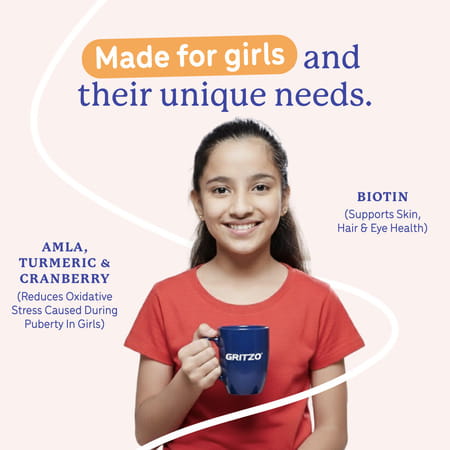 Gritzo Supermilk Growth (10-12Y Girls) | 11G Protein (Double Chocolate | 400G) | Zero Refined Sugar