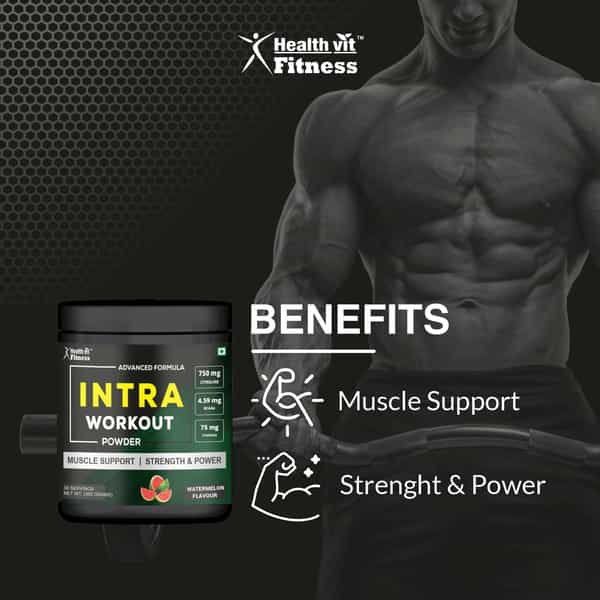 Healthvit Fitness Intra Workout Powder Advanced Formula - Watermelon Flavour - 300Gm