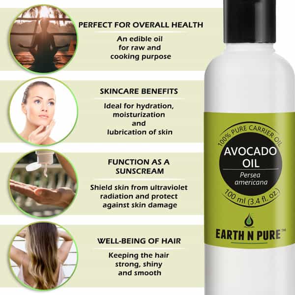 Earth N Pure Avocado Oil 100% Pure Natural And Cold Pressed - 100 Ml (3.4 Fl. Oz.) (100 Ml)