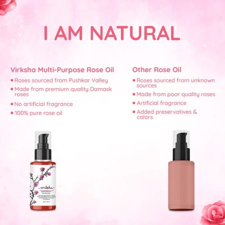 Vriksha Multi Purpose Rose Oil For Face | Skin | Hair & Nails With Organic Extracts Of Rose | 100 Ml