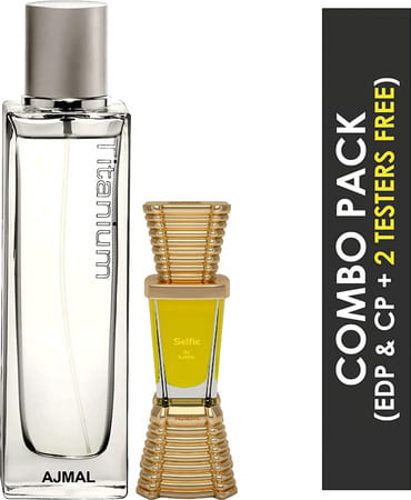 Ajmal Titanium Edp 100ml Perfume For Men And Selfie Cp Oil Alcohol-Free Attar 10ml For Men