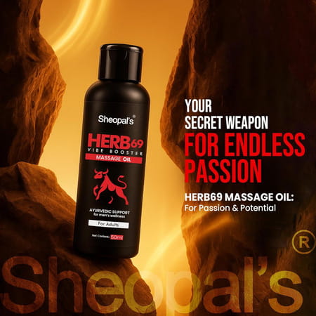 Sheopals Herb 69 Vibe Booster Ayurvedic Massage Oil For Men - 50ml | Potent Blend 8 Powerful Herbs