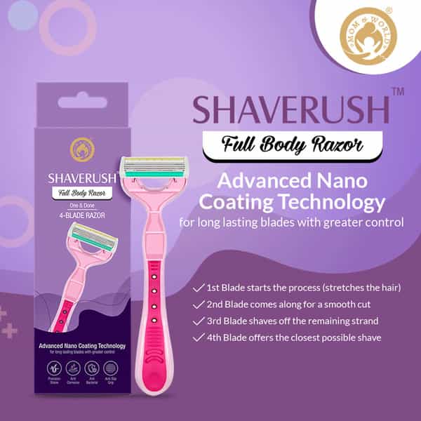 Mom & World Shaverush 4 Blade Full Body Razor With Advance Nano Coating Technology