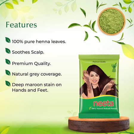 Neeta Mehendi Powder 1kg | 100% Natural Henna Mehandi Powder For Hair | Hand & Feet