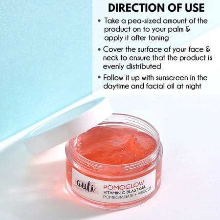 Auli Pomoglow Antioxidant Rich Damage Repair Pore Minimising Skin Tightening Pomegranate Gel - 50Gm
