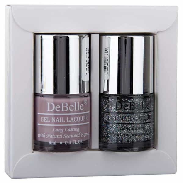 Debelle Gel Nail Polish Gift Set Of 2 Vintage Frost | Shimmer Top Coat - 16 Ml (8Ml Each)