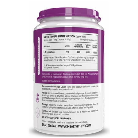 Healthyhey Nutrition L-Tryptophan - 120 Veg Capsules