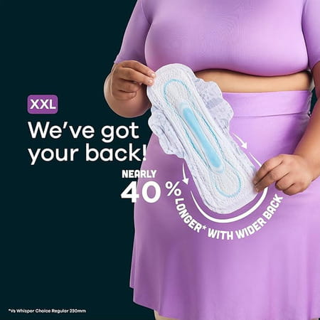 Whisper Bindazzz Nights Xxl Sanitary Pads | Upto 0% Leaks All Night Long | For Heavy Flow - 44n