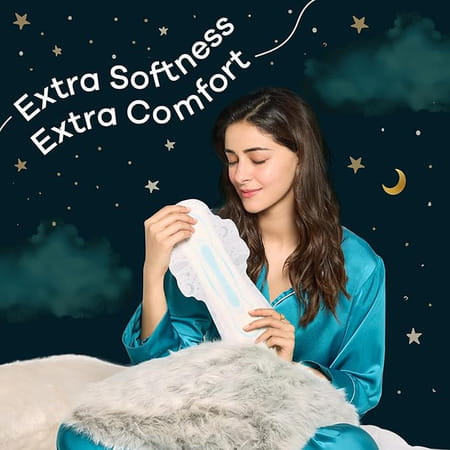 Whisper Bindazzz Nights Xxl Sanitary Pads | Upto 0% Leaks All Night Long | For Heavy Flow - 44n