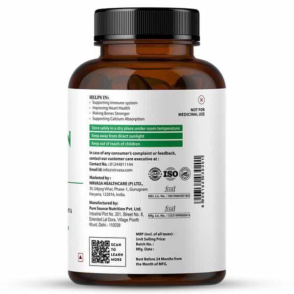 Nirvasa Vitamin D3 + K2 Tablets | To Support Bone & Heart Health ( 60 Tablets)
