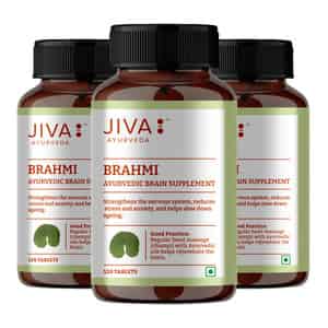 Jiva Brahmi Tablets 500mg For Mind Wellness|helps To Relief Stress & Anxiety - 120 Tabs(pack 3)