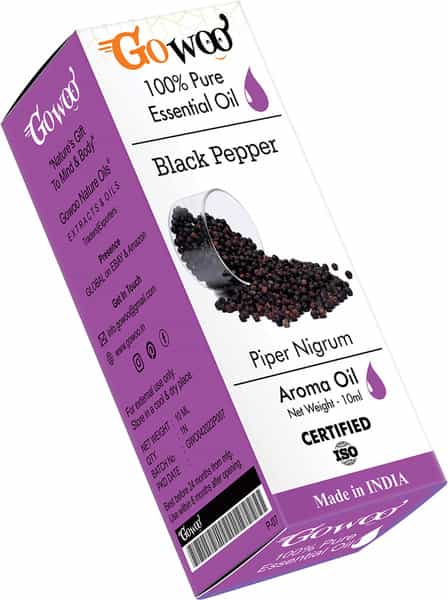 Go Woo 100% Pure Black Pepper Oil For Hair Skin Massage & Aromatherapy 10 Ml