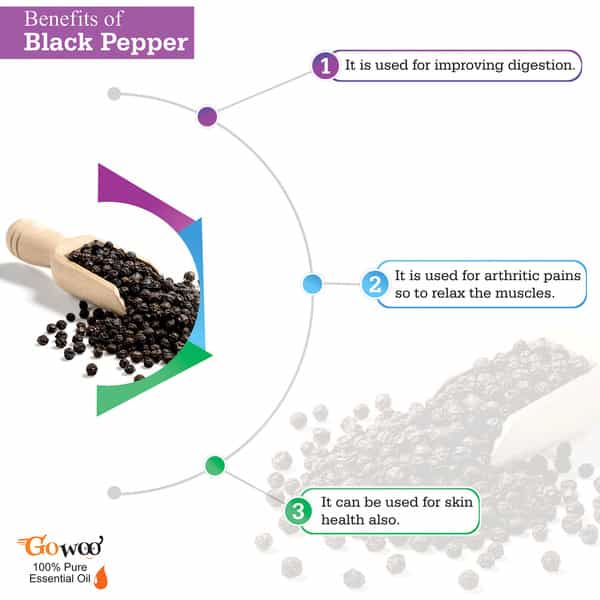 Go Woo 100% Pure Black Pepper Oil For Hair Skin Massage & Aromatherapy 10 Ml