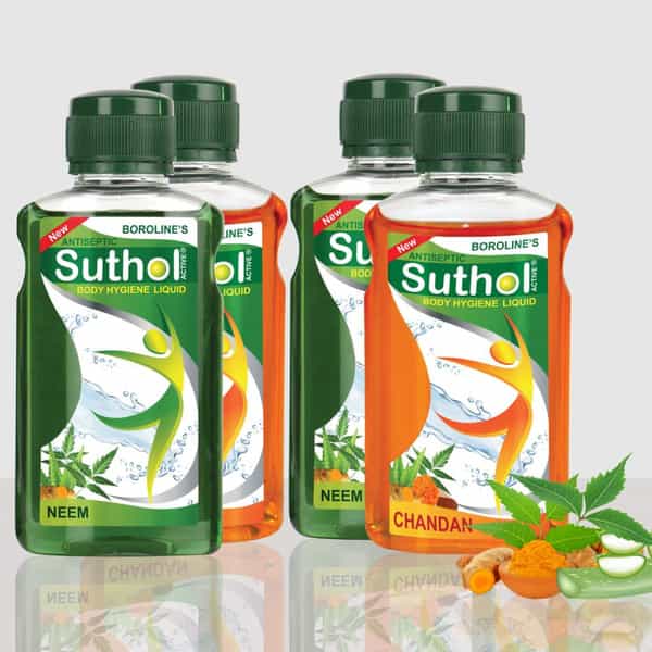Boroline Suthol Neem Antiseptic Liquid 2X200ml With Active Suthol Chandan 2X200ml