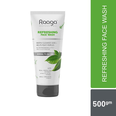 Raaga Professional Refreshing Facewash, With Green Tea Extract & Cinnamon, Normal To Oily Skin, 80ml