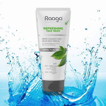 Raaga Professional Refreshing Facewash, With Green Tea Extract & Cinnamon, Normal To Oily Skin, 80ml