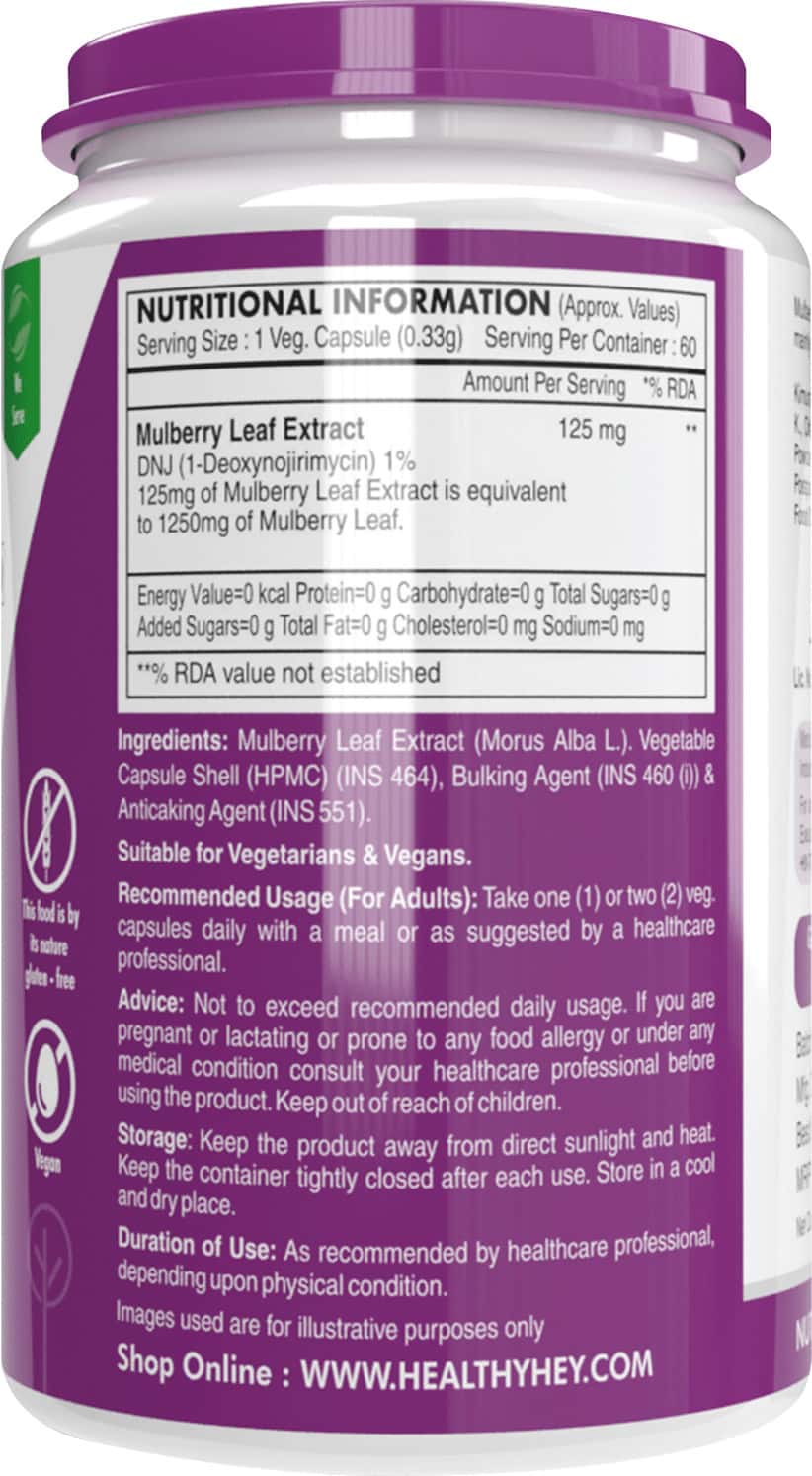 Buy HEALTHYHEY NUTRITION NATURAL MULBERRY LEAF EXTRACT 60 VEGETABLE
