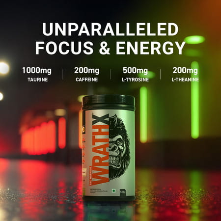 Muscleblaze Pre Workout Wrathx With Creapure® | Nitroblaze & Bioperine (Sour Green | 510G)