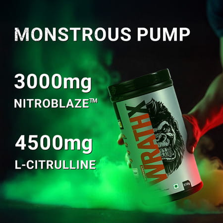 Muscleblaze Pre Workout Wrathx With Creapure® | Nitroblaze & Bioperine (Sour Green | 510G)