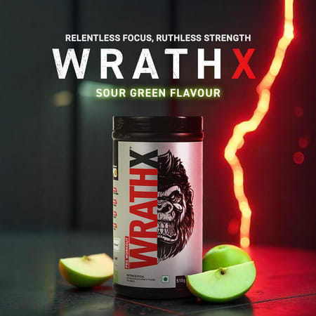 Muscleblaze Pre Workout Wrathx With Creapure® | Nitroblaze & Bioperine (Sour Green | 510G)