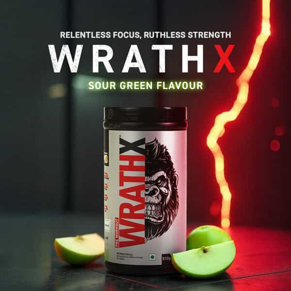 Muscleblaze Pre Workout Wrathx With Creapure® | Nitroblaze & Bioperine (Sour Green | 510G)