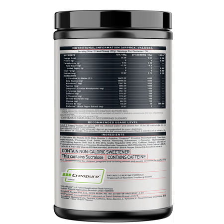 Muscleblaze Pre Workout Wrathx With Creapure® | Nitroblaze & Bioperine (Sour Green | 510G)