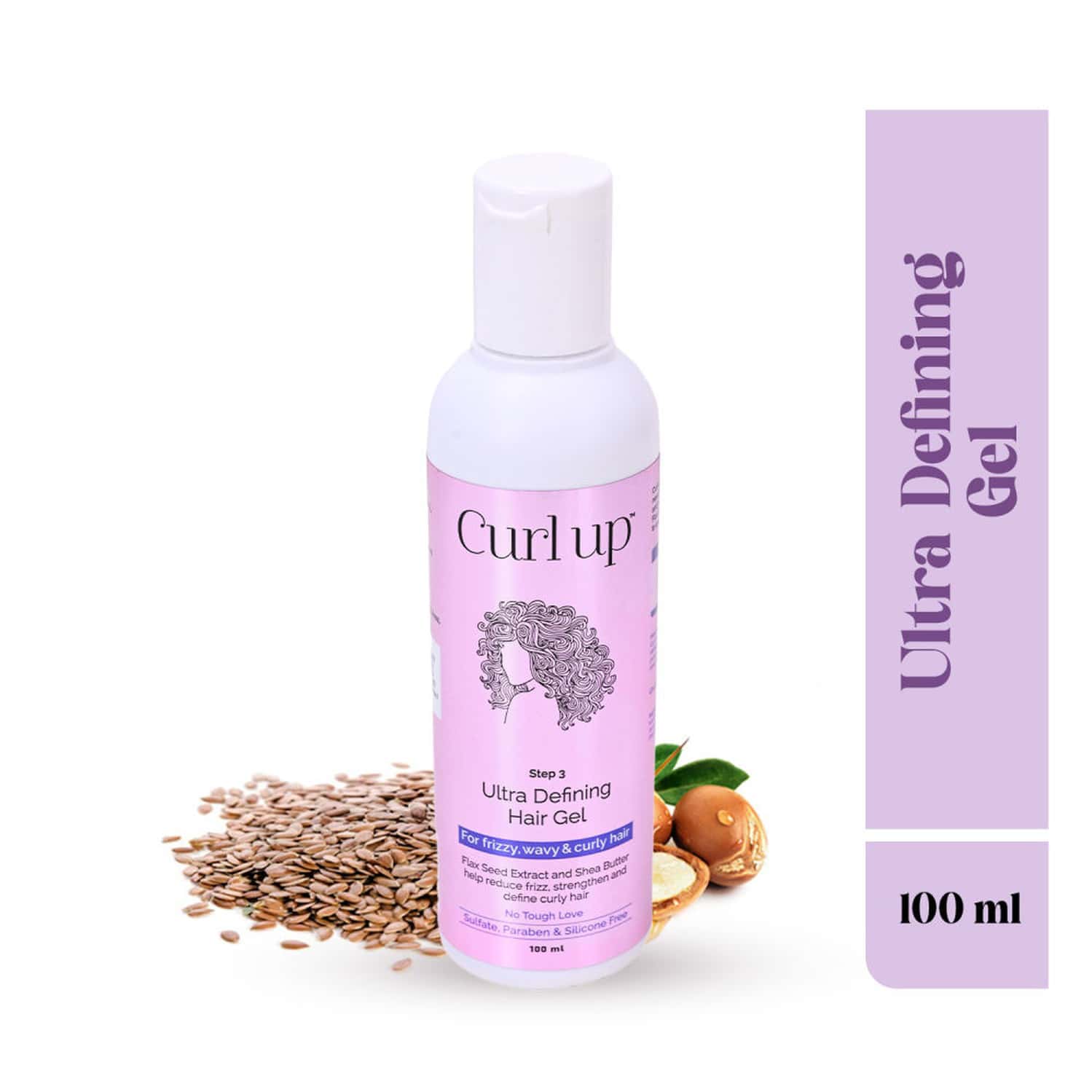 Curl Up Ultra Defining Curly Hair Gel | Strong Hold Flaxseed For Wavy & Curly Hair - 100 Ml