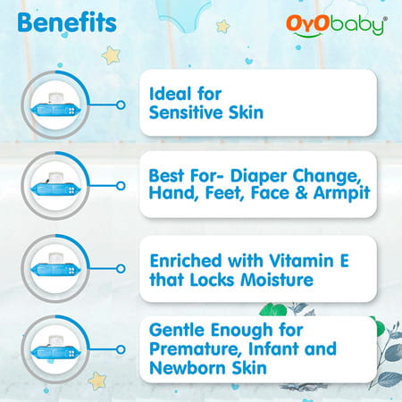 Oyo Baby Baby Wipes Combo Wet Wipes With Lid / Water Wipes For Newborn Babies Pack Of 6 (72 Wipes)