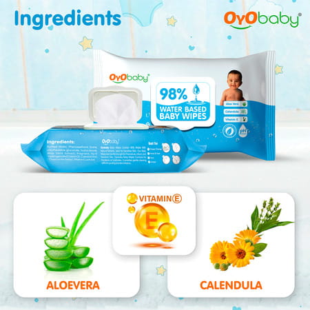 Oyo Baby Baby Wipes Combo Wet Wipes With Lid / Water Wipes For Newborn Babies Pack Of 6 (72 Wipes)