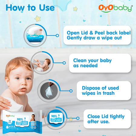 Oyo Baby Baby Wipes Combo Wet Wipes With Lid / Water Wipes For Newborn Babies Pack Of 6 (72 Wipes)