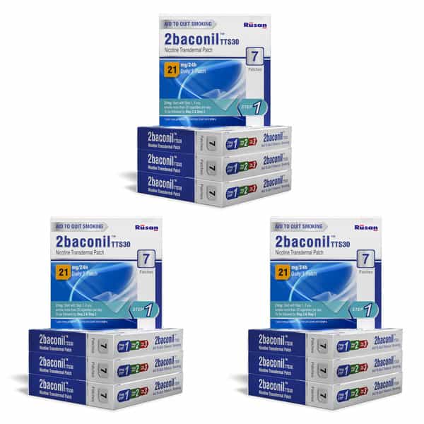 Rusan 2Baconil 21Mg | 3 Months Therapy Plan | Box | 7 Nicotine Transdermal Patch | Pack Of 12