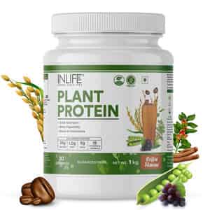 Inlife Plant Protein Powder - Pea | Quinoa & Brown Rice - 25g Protein (coffee | 1kg)