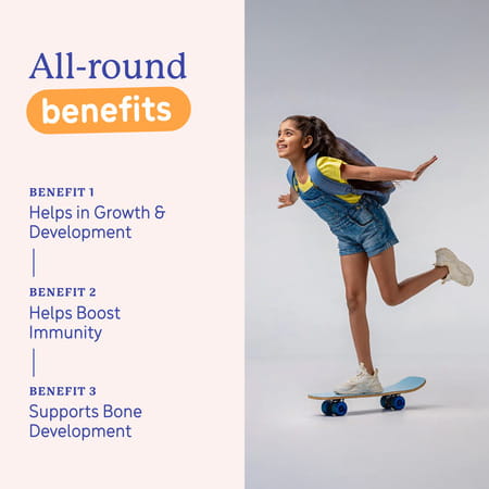 Gritzo Supermilk Growth+ (10-12y Girls) | 12g Protein Powder (Double Chocolate | 400g)