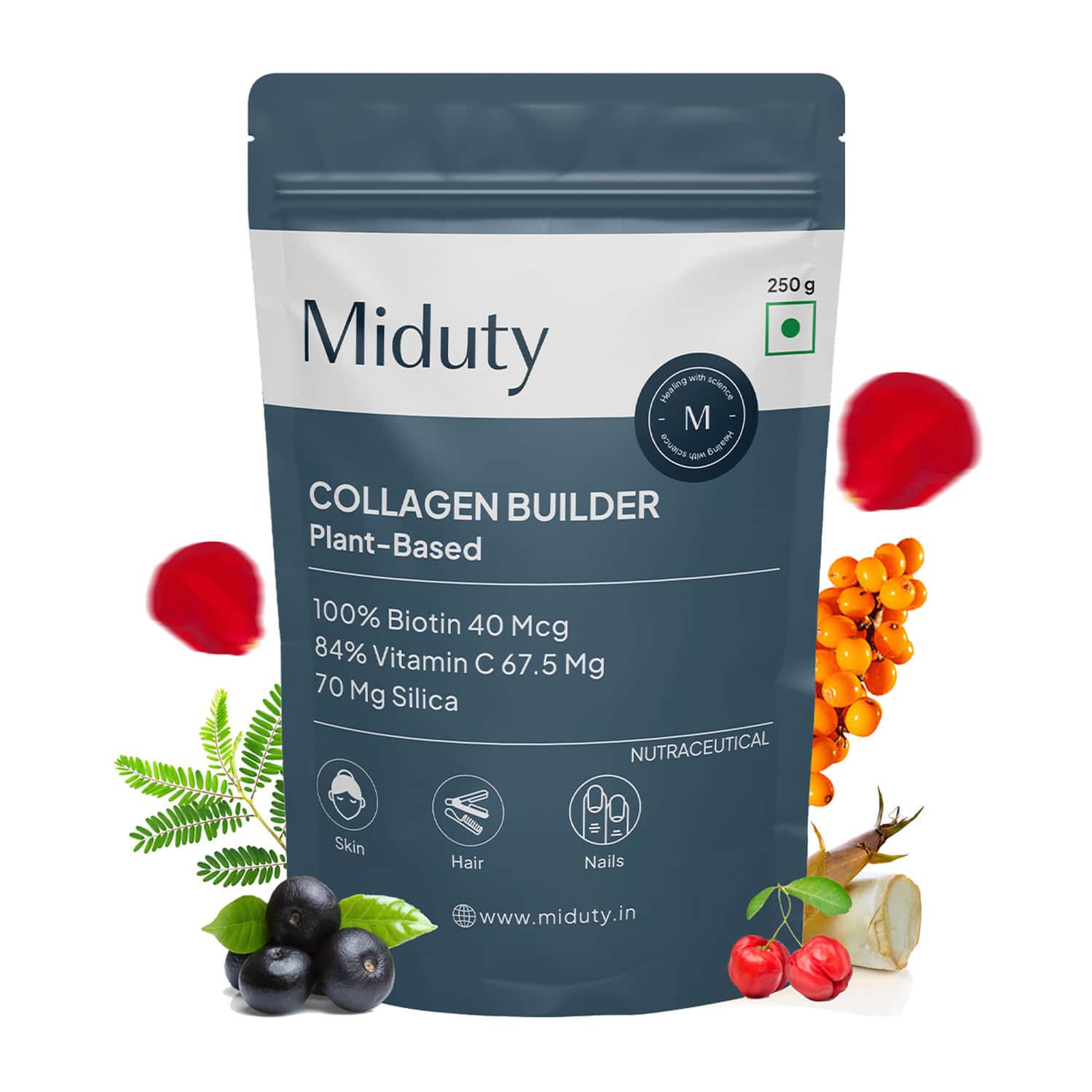 Miduty Collagen Builder Plant-based Powder For Skin & Hair & Nails Nourishing Formula 250gm