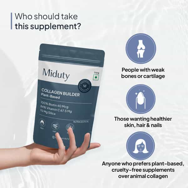 Miduty Collagen Builder Plant-Based Powder For Skin & Hair & Nails Nourishing Formula 250Gm