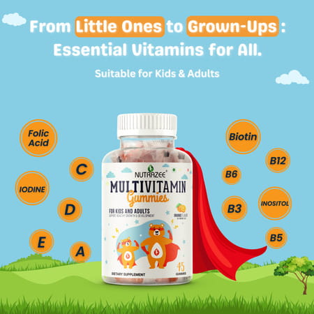Nutrazee Multivitamin Gummies For Kids & Adults 45 Gummy Bears