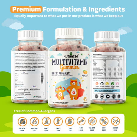 Nutrazee Multivitamin Gummies For Kids & Adults 45 Gummy Bears