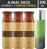 Ajmal 3 Wisal Dhahab For Men And 1 Nightingale For Men & Women Deodorants Each 200Ml Combo Pack Of 4