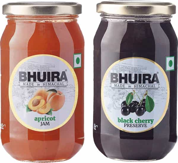 Bhuira All Natural Black Cherry Preserve & Apricot Jam- 240 Gm X 2 - Pack Of 2
