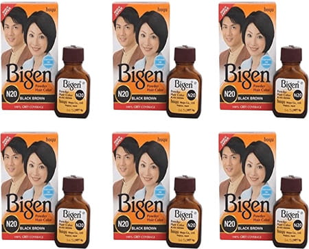 Bigen Powder Hair Color Black Brown N20 (6g Pack Of 6)