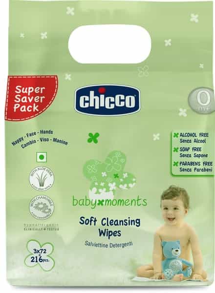 Chicco Baby Soft Cleansing Wipes Tripack Packet Of 216
