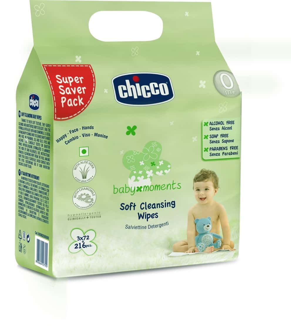 Buy CHICCO BABY SOFT CLEANSING WIPES TRIPACK PACKET OF 216 Online