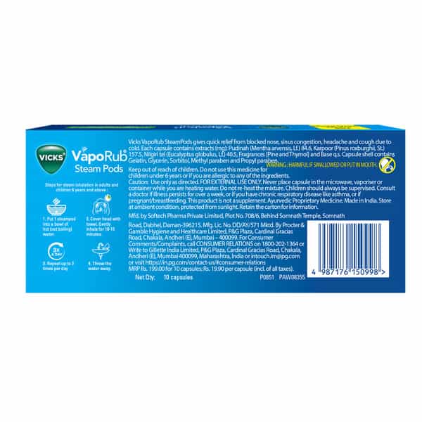 New Vicks Vaporub Strip Of 10 Steam Pod Capsules